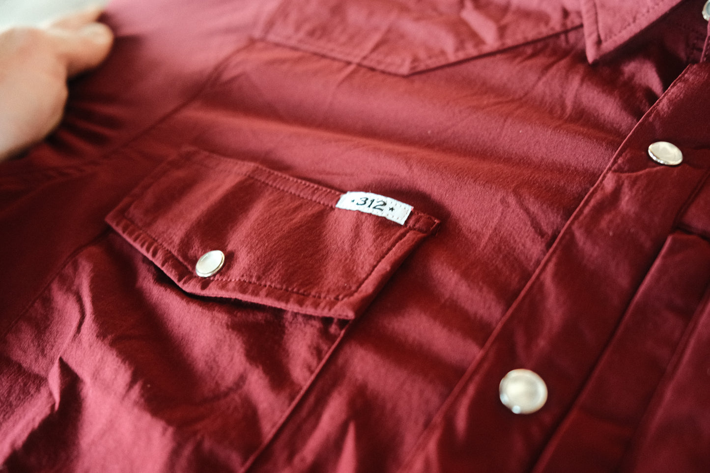 Maroon Long Sleeve Performance Pearl Snap