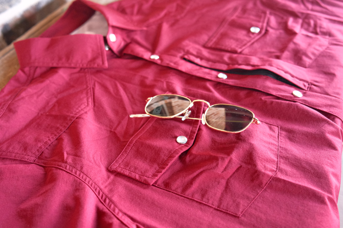 Maroon Long Sleeve Performance Pearl Snap