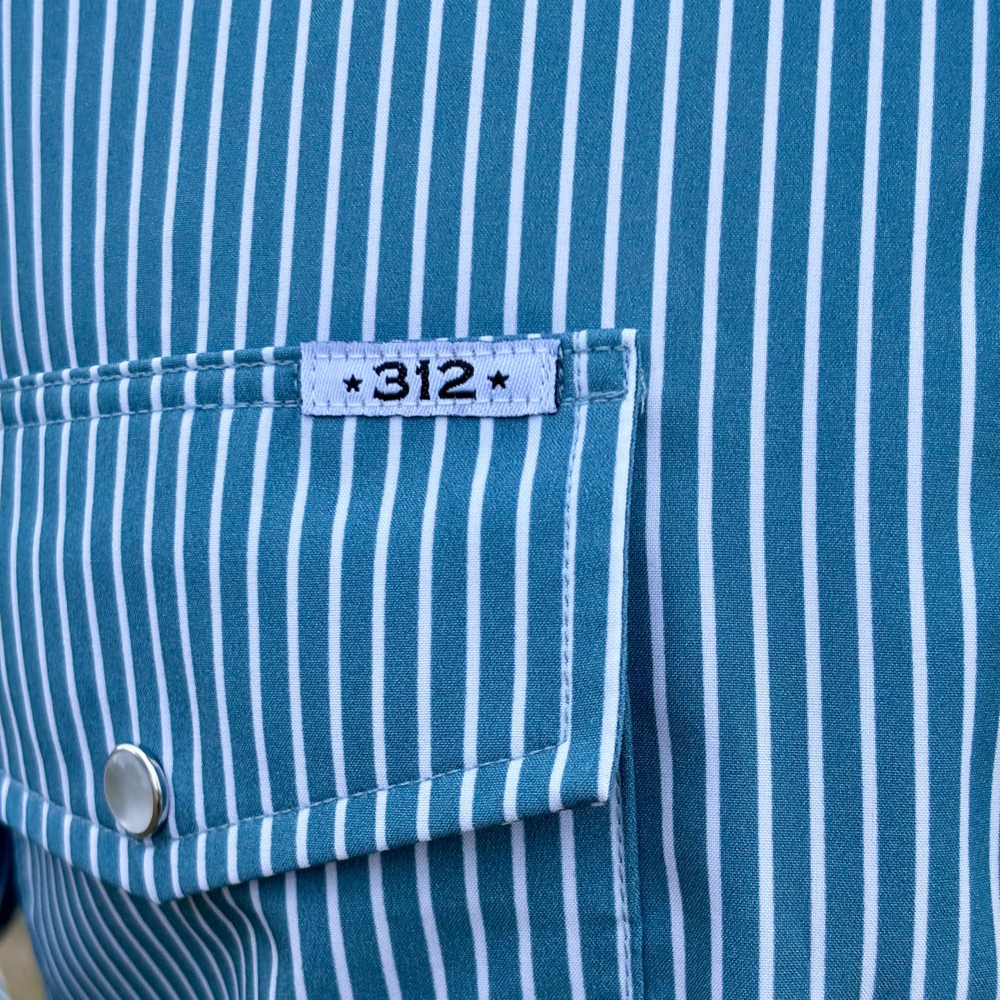 Blue Striped Long Sleeve Performance Pearl Snap